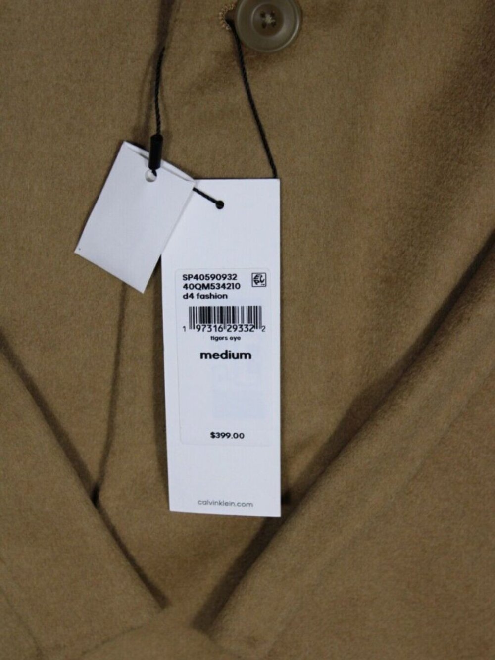 NEW Calvin Klein Men's M Long Wool-Blend Walker Coat NWT $399 - Picture 3 of 3
